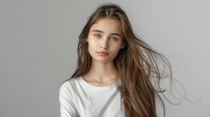Fototapeta premium Lovely Young Woman Portrait: Isolated on White Background - Marketing and Advertising Concept