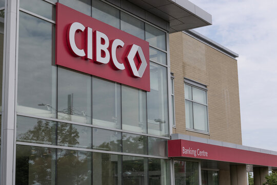 CIBC retail bank branch. Canadian Imperial Bank of Commerce is a multinational banking and financial services corporation.