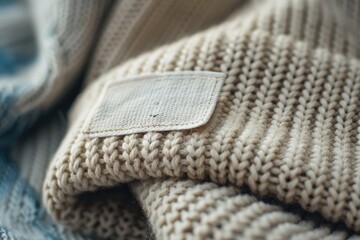 Close-Up of Folded Beanie Hat with Label