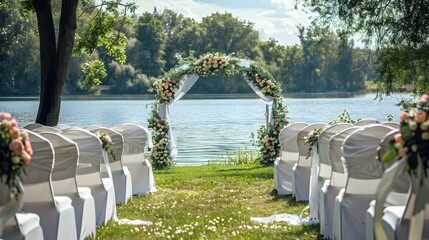Wedding ceremony backdrop including a floral arch img