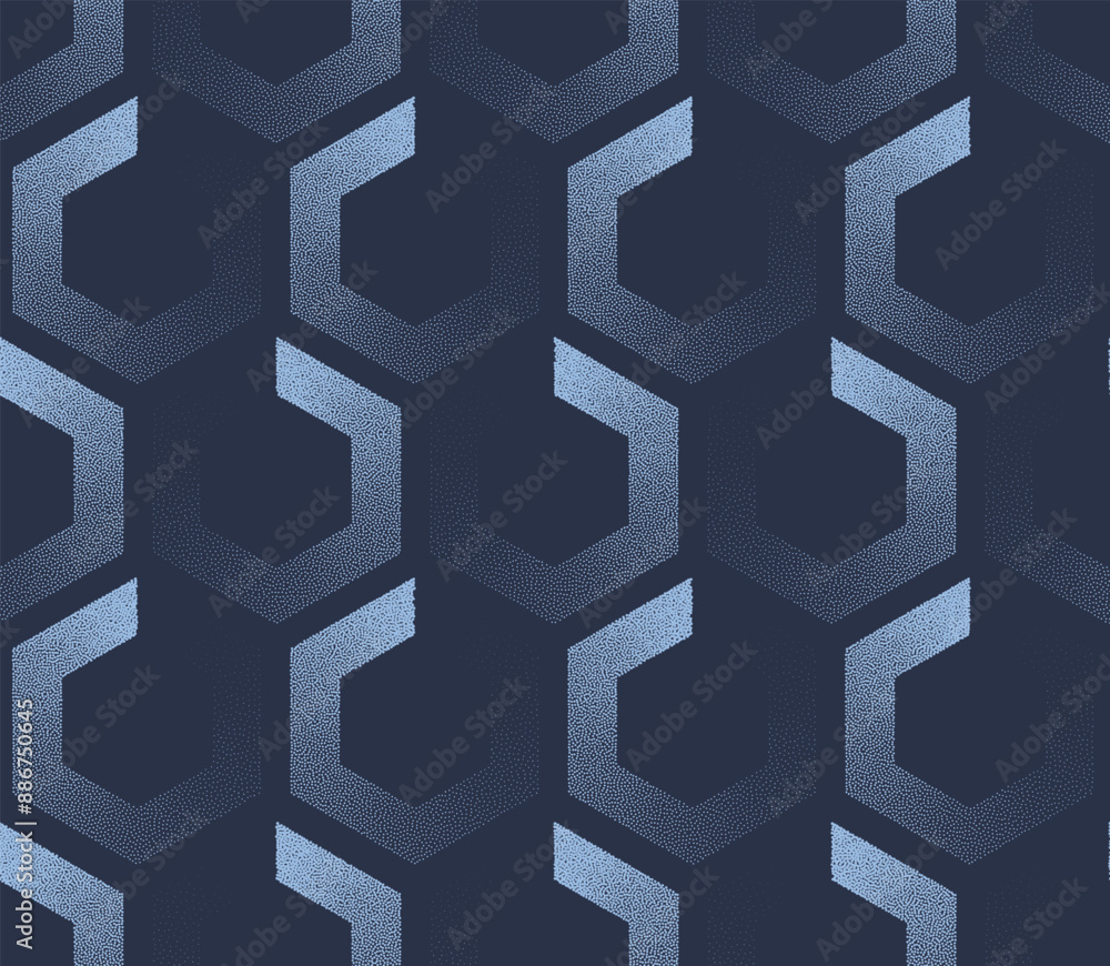Aufkleber clockwise gradient hexagons grid seamless pattern trend vector blue abstract background. this geomet