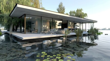 Obraz premium House modern on the water image