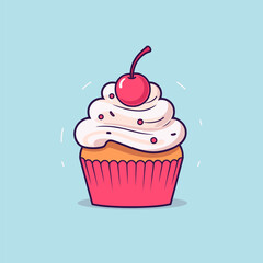 Cup Cake cupcake sweet dessert cartoon vector icon logo illustration flat cartoon drawing art isolated background