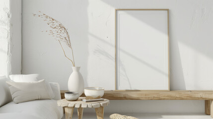 mockup frame in home interior background