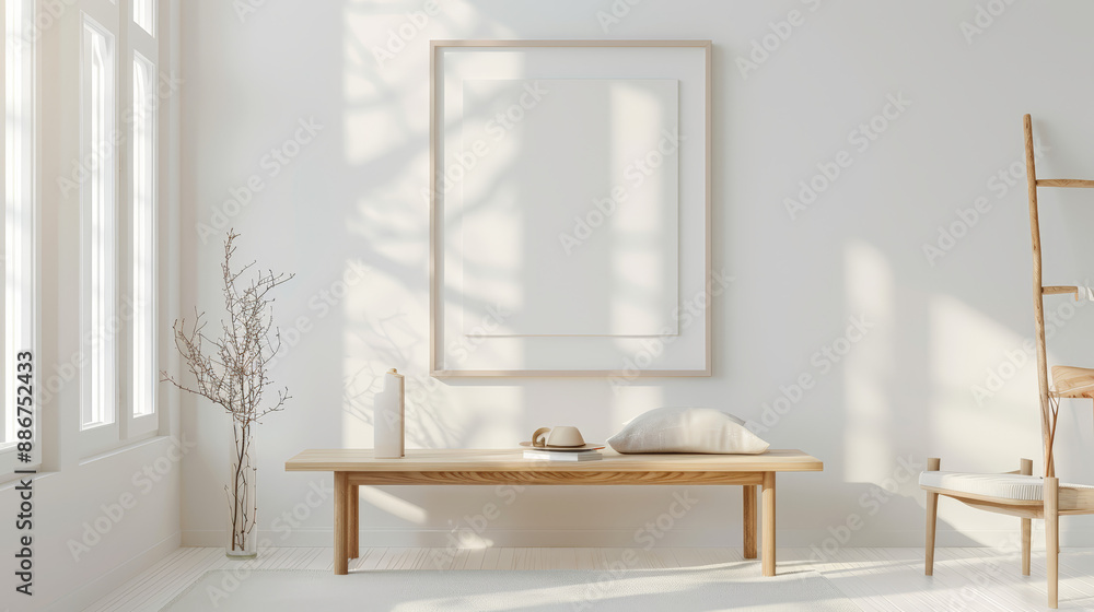 Wall mural mockup frame in home interior background