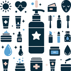 Obraz premium Skincare icons vector set illustrations 