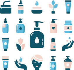 Skincare icons vector set illustrations
