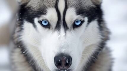 Siberian Husky, with its piercing blue eyes and distinctive markings highlighted