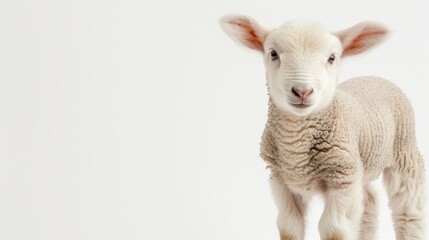 Fototapeta premium A cute lamb standing alone on a white background
