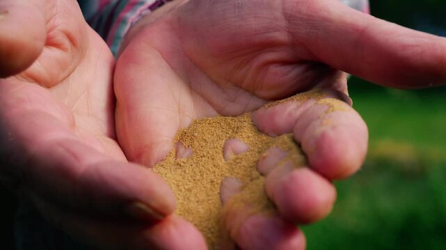 Handful of sand close up 