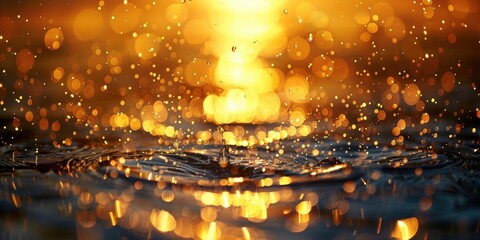 Golden Water Droplets