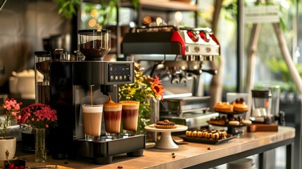 Fototapeta premium A coffee machine in a trendy coffee shop image