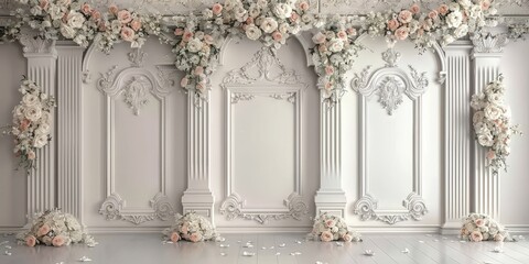 Elegant White Floral Backdrop for Wedding Ceremony or Event