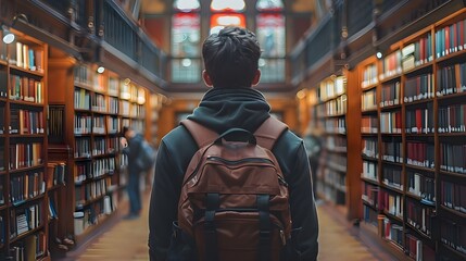Naklejka premium school bag library indoro college university hoodi background education learn study