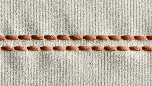 sewing machine stitches Seamless seam lines pattern for fabric structure. Embroidery cloth edge texture. Stitching seams, fashion seam brush wallpaper