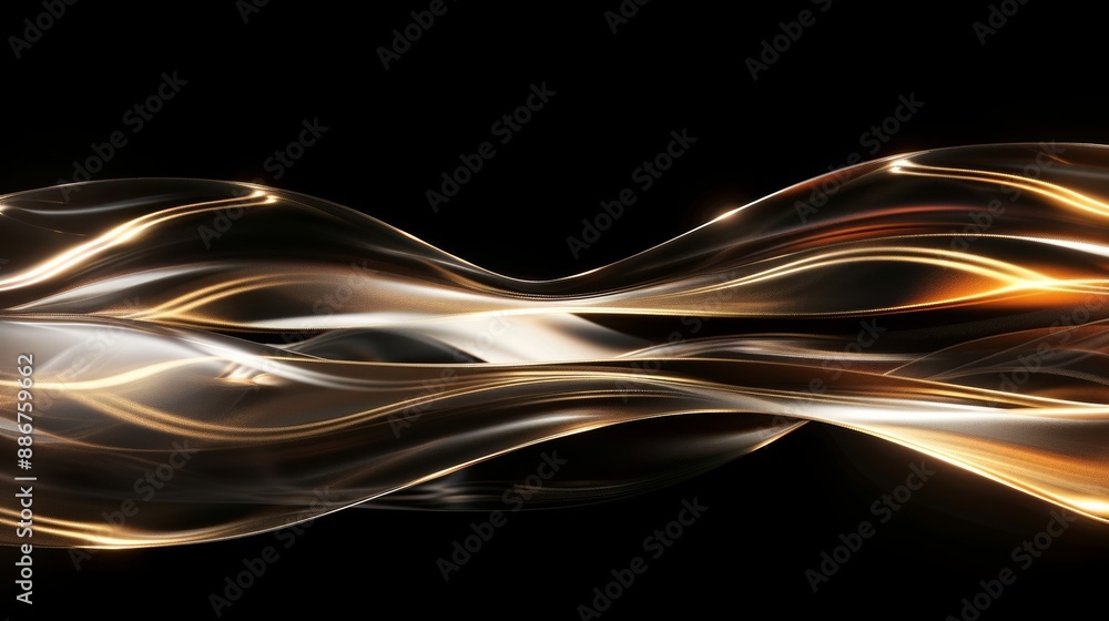 Poster dynamic twisted light trail in abstract shape on black background. 3d render of vivid and colorful l
