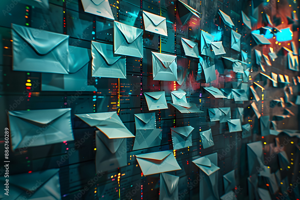 Poster unknown emails screenshots or visual representations of email inboxes flooded with unknown or suspic