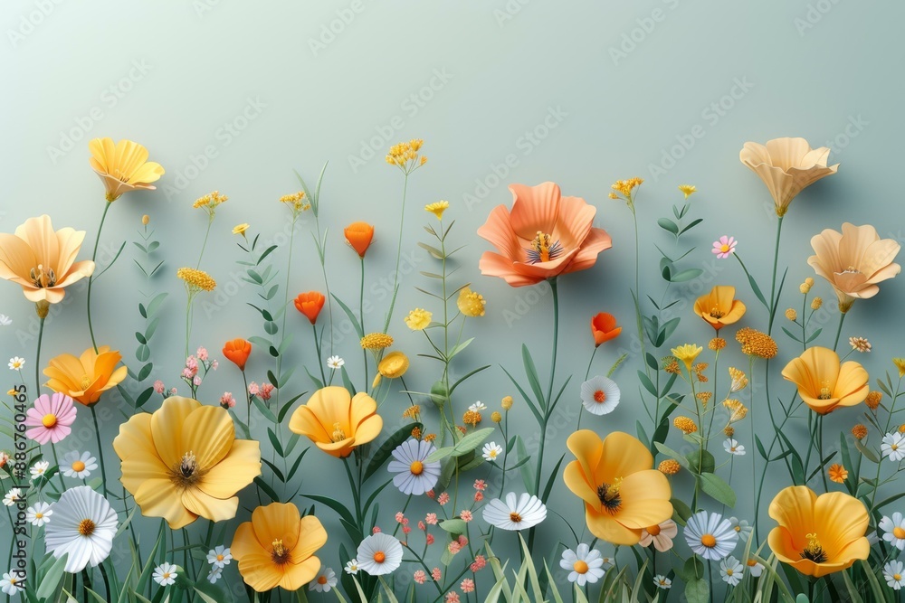 Wall mural Springtime Garden, Aesthetically Pleasing, Wildflower Display