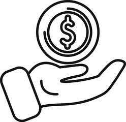 Businessman is holding a large dollar coin, depicting investment and financial success