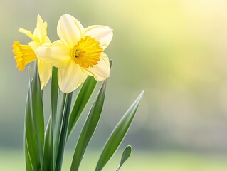A close-up of a yellow daffodil with a soft background, captured with a Canon EOS 6D Mark II, 100mm macro lens, f/2 © Vangly