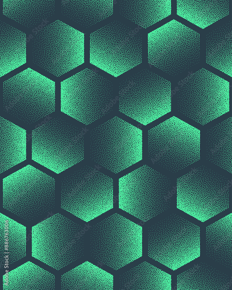 Poster mint green hexagonal grid seamless pattern trend vector abstract background. futuristic technology r