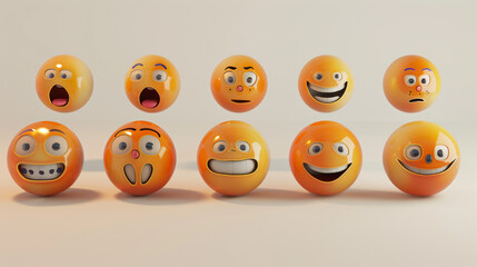 Obraz premium set of realistic 3d emojis in various points of view