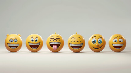 set of realistic 3d emojis in various points of view