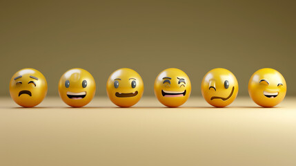 set of realistic 3d emojis in various points of view