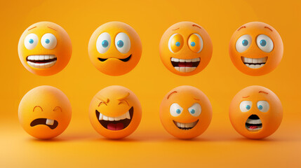 Obraz premium set of realistic 3d emojis in various points of view