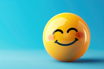 Fototapeta premium 3D Smiling Face Icon with Blue Background