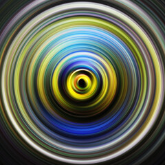 Colorful radial motion effect. Abstract rounded background. Color curves and sphere.