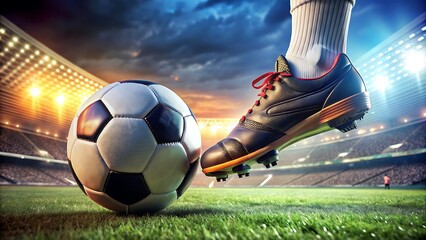 Naklejka premium soccer ball in a stadium being kicked