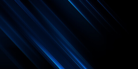 Bright navy blue dynamic abstract  background with  lines. Trendy classic color of 2025. Cover of business presentation banner for sale event night party. Fast moving soft shadow