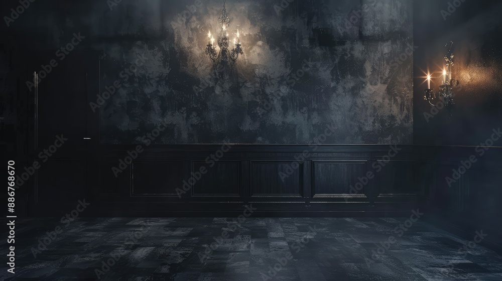 Poster luxurious dark room at night with empty space and subtle lighting perfect for adding text or graphic