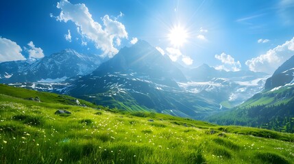 Fototapeta premium The snowy peaks of the alps illuminated picture