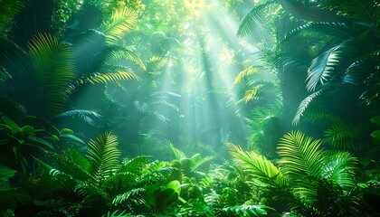 Fototapeta premium Tropical rainforest Lush greenery and exotic plants in a rainforest