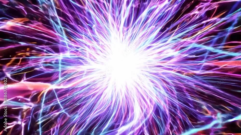 Poster hypnotic neon light streaks spiral into a bright vortex, creating a mesmerizing and dynamic visual e