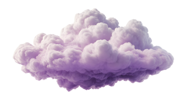 Purple cloud of smoke isolated on transparent background, smoke on white, purple cloud isolated on white background