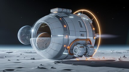 Futuristic concept art envisioning space exploration missions to distant planets, highlighting humanity's quest for knowledge. Illustration, Image, , Minimalism,