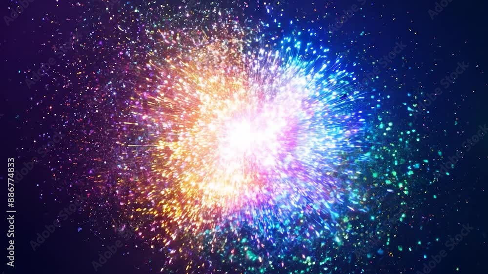 Poster vibrant burst of light and color explodes against a dark backdrop, creating a mesmerizing display of