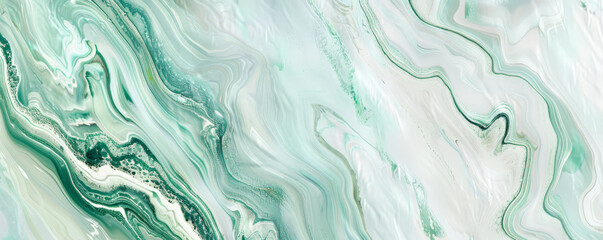 Fototapeta premium A serene marble texture background featuring soft shades of mint green, white, and light gray. The gentle, flowing patterns create a calming and elegant appearance.