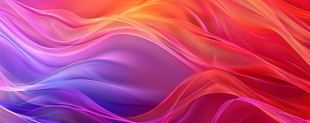 Obraz premium A bright gradient wave background featuring smooth, flowing lines transitioning from red to purple,