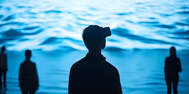 Users explore virtual galleries and attend concerts in immersive digital environment. Concept Immersive Galleries, Virtual Concerts, Digital Experiences