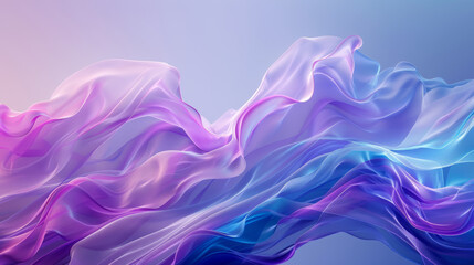 Obraz premium Flowing waves of vibrant purple and blue create an abstract artwork on a gradient background.