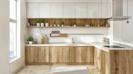 Modern Kitchen Interior Design with Wooden Cabinets