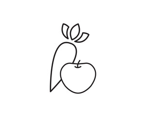 Carrot apple icon vector symbol design illustration