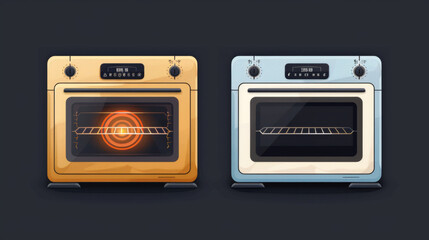 Obraz premium Oven icons for microwave and electric ovens.