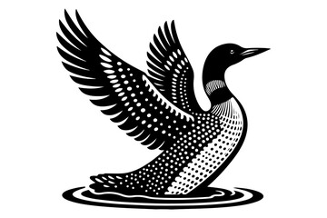 loon bird silhouette vector style art illustration isolated on transparent background- Generative AI