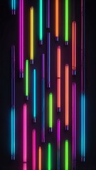 neon glow sticks glowing neon sticks or tubes arranged Retro neon background theme