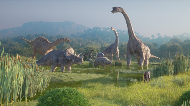 Dinosaurs on the valley